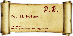 Petrik Roland névjegykártya